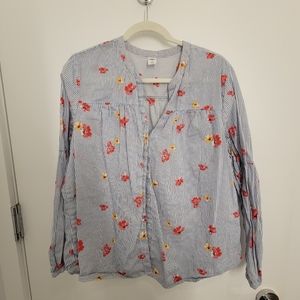 Striped baby doll button-down shirt